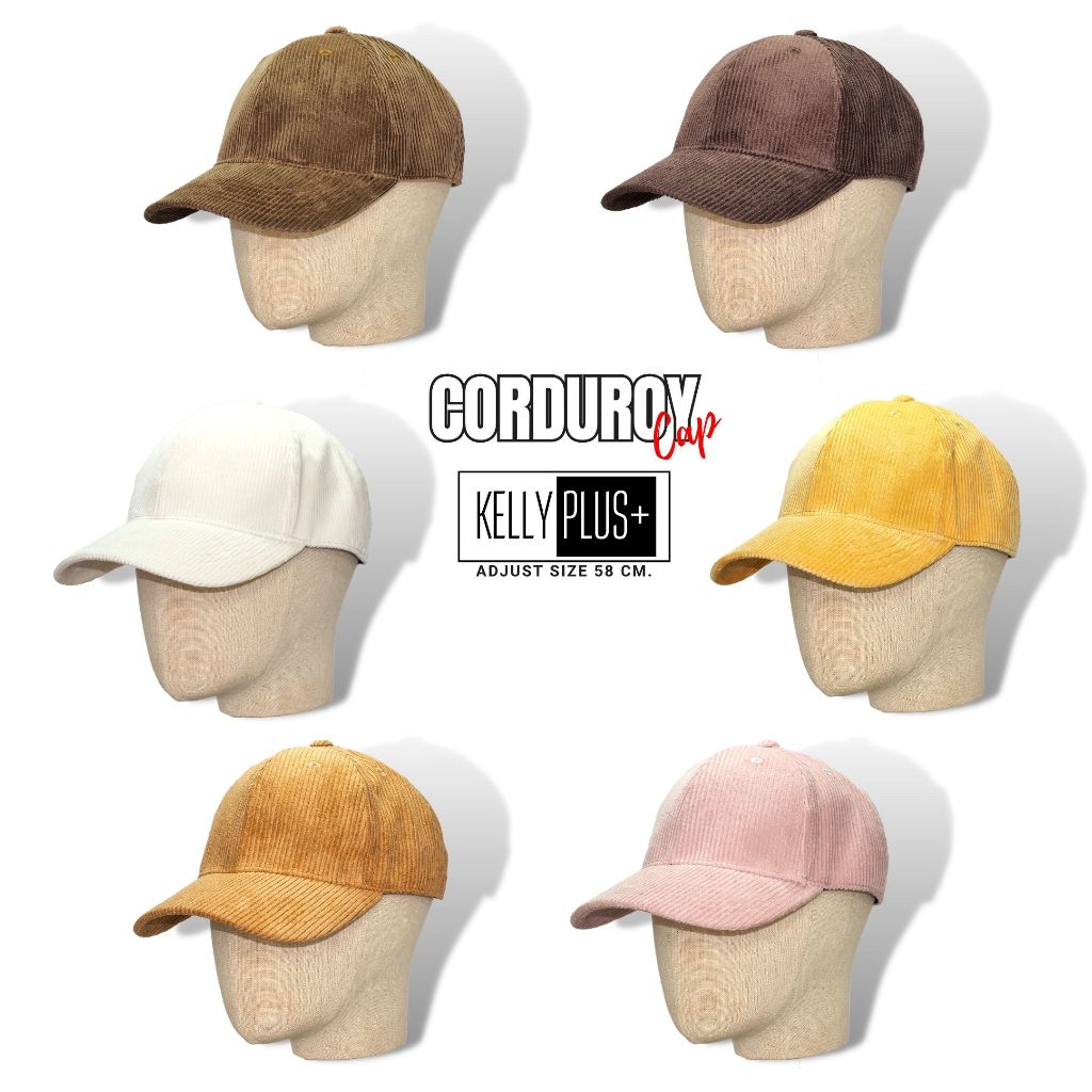 หมวกแก๊ปผ้าลูกฟูก Kelly Original Cap หมวกเปล่าไม่มีงานปัก ปรับไซส์ได้ 57-59 cm.