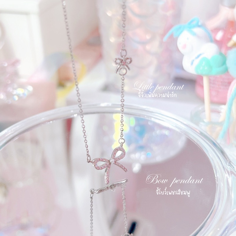 ลด80฿ โค้ดหน้าร้าน Ribbon Sweet สร้อยคอโบว์ประดับโบว์จิ๋ว (16) ชุบเงินแท้92.5% โบว์ริบบิ้นชมพู !