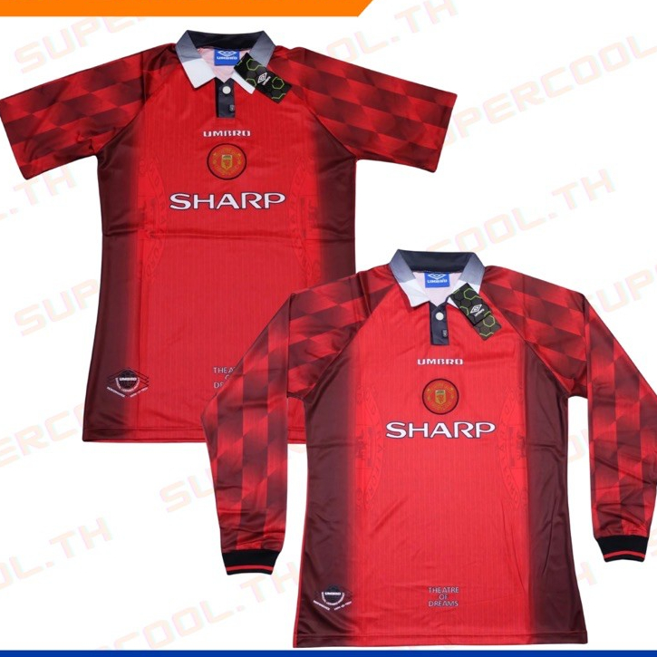 Manchester United 1996/1997 Theatre of Dreams เสื้อแมนยูย้อนยุค เสื้อแมนยูย้อนยุคแขนยาว เสื้อฟุตบอลแมนยูแขนยาว sharp