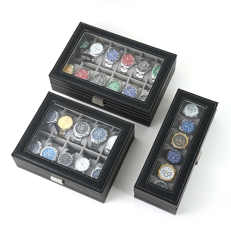 *พร้อมส่ง*กล่องนาฬิกา 3 6 10 12 20 24 เรือน（หนังสีดำคลาสสิก） กล่องใส่นาฬิกา Watch Box