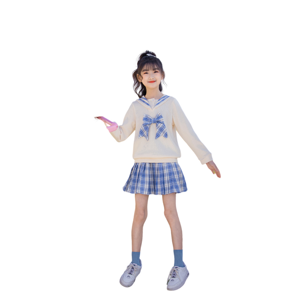 KIDSZONE ชุดเซ็ต 2 ชิ้น เสื้อแขนยาว+กระโปรงเอวยางยืด รุ่น A1304