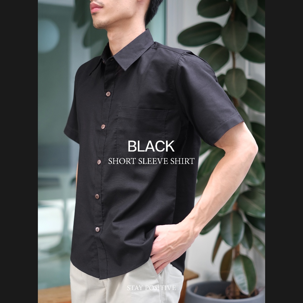 เสื้อเชิ้ตคอปก แขนสั้น SHORT SLEEVE SHIRT สีดำ(Black)