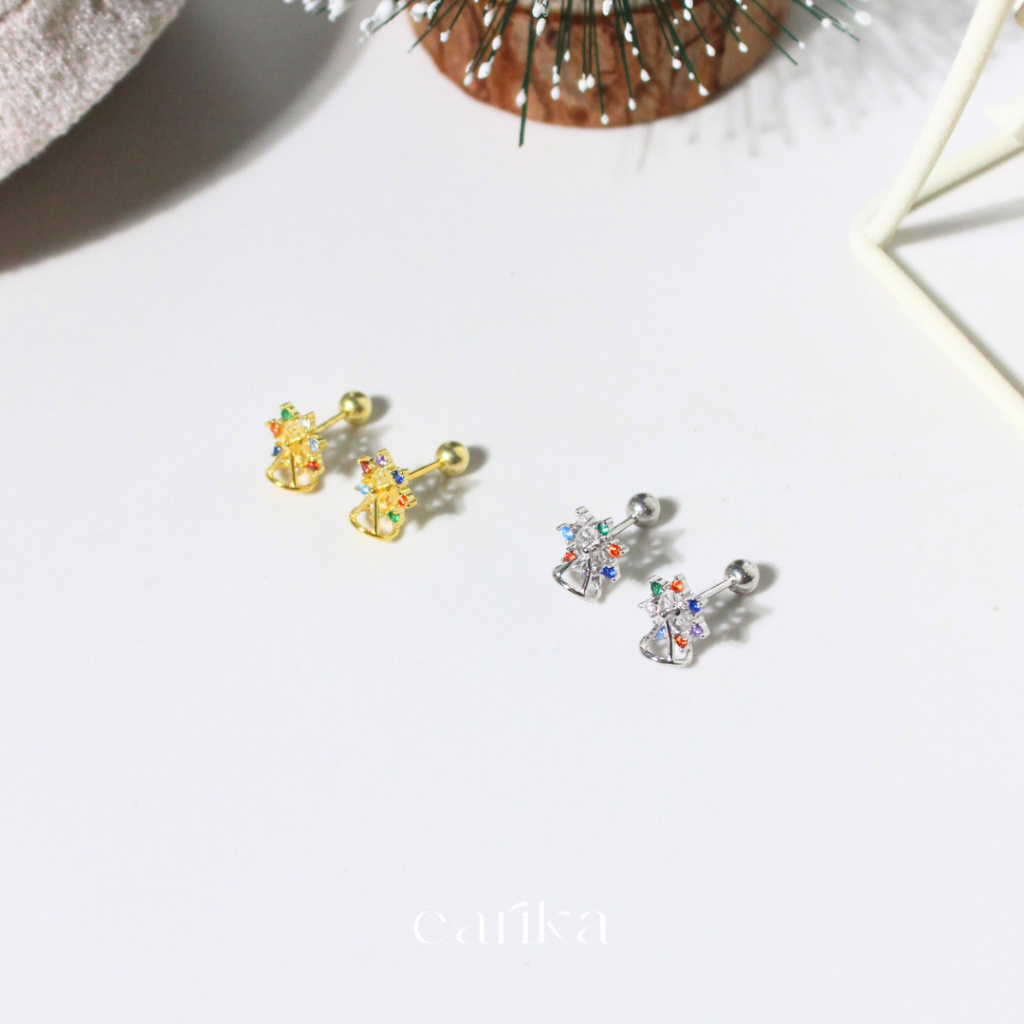 earika.earrings - wonderland merry go round piercing จิวเม็ดกลมเงินแท้ชิงช้าสวรรค์ เหมาะสำหรับคนแพ้ง