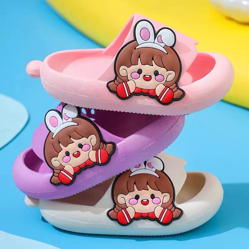 CUTE03 รองเท้าแตะเด็กการ์ตูนเจ้าหญิง ใส่ในบ้านพื้นนุ่มกันลื่น