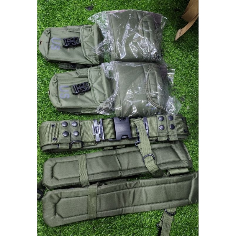 ชุดภาคสนามครบพร้อมใช้งาน เกรดทหารใช้ชุดเข็มขัดสนาม สายโยงบ่า กระติกน้ำ ซองแม๊ก ครบ6อย่าง พร้อมใช้