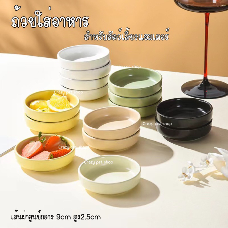 [ crazy pet shop ] ถ้วยเซรามิกขอบต่ำเกรด B ใส่อาหาร“ขนม สำหรับสัตว์เลี้ยงแฮมสเตอร์