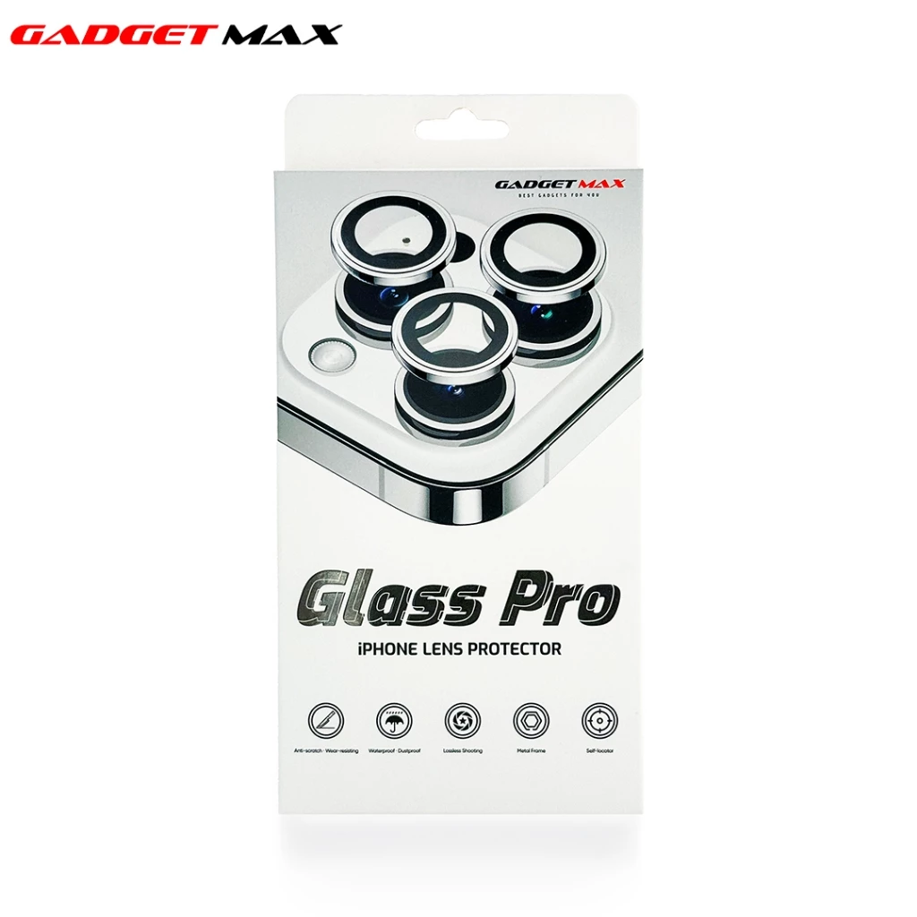 GADGET MAX Glass Pro Lens Protector Metal Frame iPhone 15 Pro / 15 Pro Max