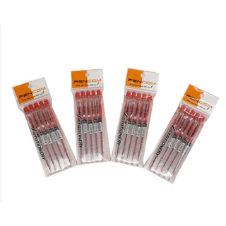 ปากกาแดงลูกลื่น แพ็ค5 ราคาประหยัด แบบกด หมึกน้ำมัน(DBA284)