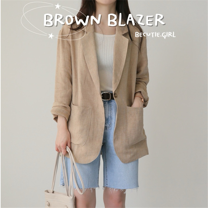 Brown blazer OOTD เบลเซอร์สีน้ำตาล สูทผู้หญิง Becutiegirl