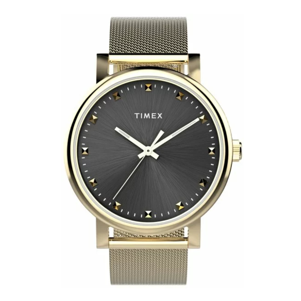TIMEX TW2W19500 Transcend นาฬิกาข้อมือผู้หญิง สายสแตนเลส สีทอง /ดำ หน้าปัด 38 มม.