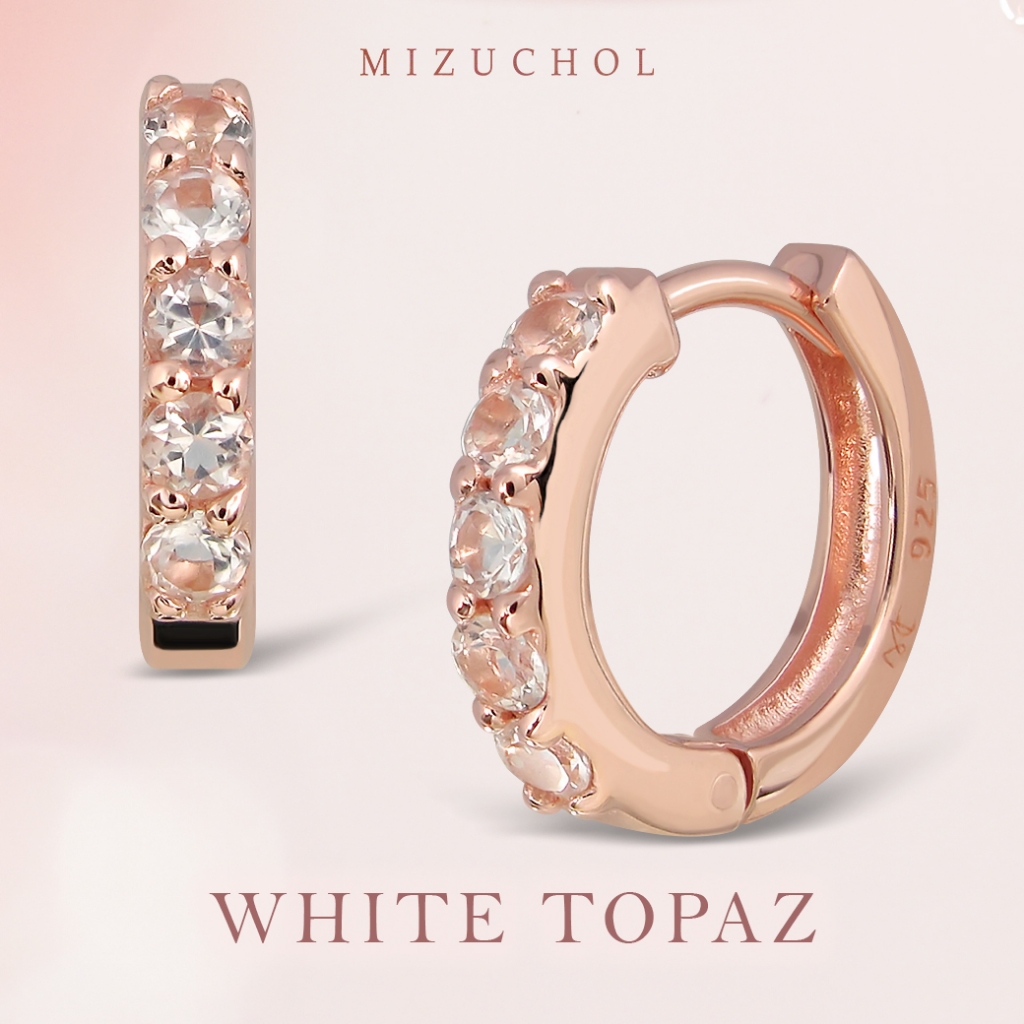Mizuchol ต่างหู White Bubbles Earrings พลอย White Topaz