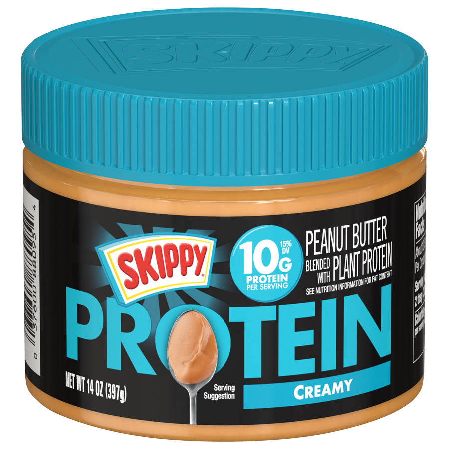 SKIPPY Creamy Peanut Butter Blended with Plant Protein 14oz สกิปปี้ โปรตีน เนยถั่วชนิดละเอียด 397g.