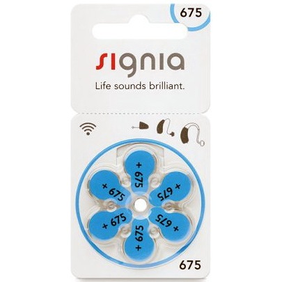 ถ่านเครื่องช่วยฟัง Signia 675(สีฟ้า)สดใหม่ ไฟเต็ม ของแท้ (Signia HA Battery 675)