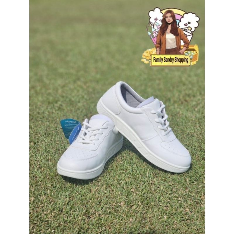 รองเท้าผ้าใบสีขาว Aerosoft Arch Support รุ่น SN7805 รองเท้าเพื่อสุขภาพ ของแท้มือหนึ่ง ไม่ต้องเพื่อไซส์