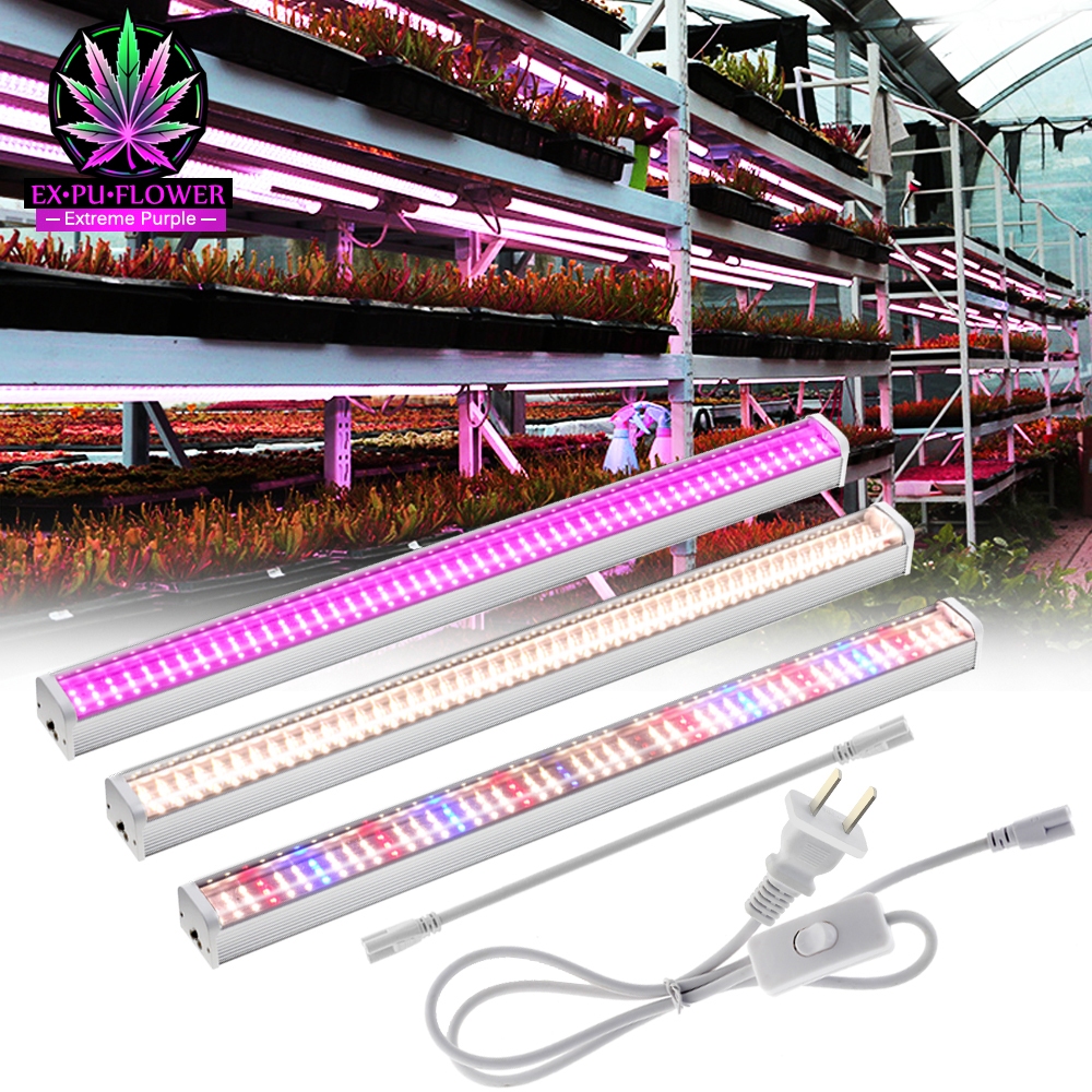 ไฟปลูก LED Grow Light Full Spectrum 110-265V ไฟปลูกต้นไม้ พร้อมสวิตช์เปิดปิด กันน้ำ IP65 แสงแดด สีม่วง 4000K