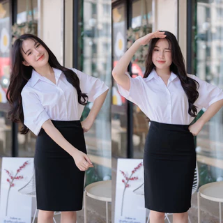 กระโปรงนักศึกษา ทรงเอผ่าหลัง เอว 23- 34”ความยาว 20” 22” 24” 26” ผ้าฮานาโกะผ้ายืดใส่สบายไม่อึดอัด