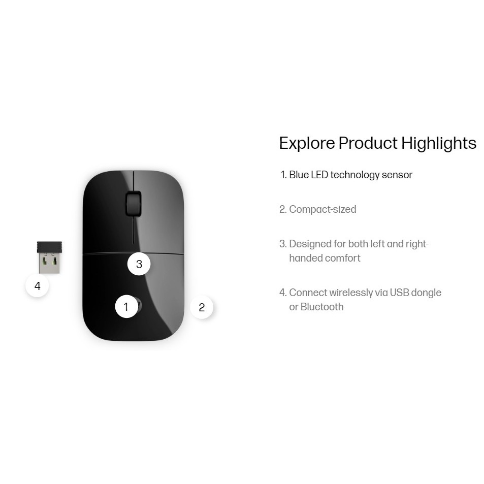 [กรุงเทพฯ ด่วน 1 ชั่วโมง] HP Z3700 Dual Mouse [Black] [White] 2.4GHz or Bluetooth® 5.0+ ประกันศูนย์