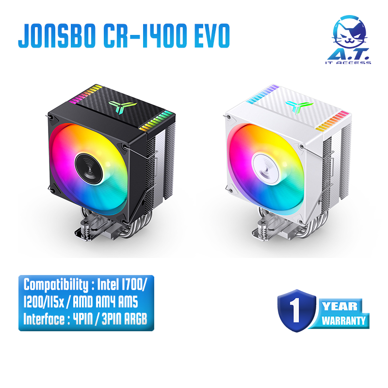 ซิงค์ลม ฮีทซิงค์ พัดลมระบายความร้อน Heatsink Jonsbo CR-1400 EVO 9cm. CPU Cooler Fan RGB