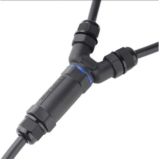 คอนเนคเตอร์กันน้ำ แบบตัว Y ขั้วต่อสายไฟกันน้ำ ข้อต่อกันน้ำ IP68 Waterproof Connector แบบขันน็อต