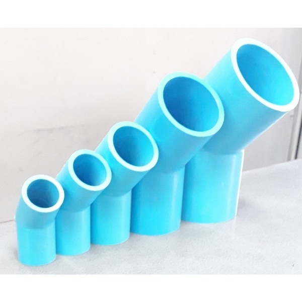 ข้องอ 45 แบบหนา PVC พีวีซี ตราช้าง SCG(เอสซีจี) สีฟ้า