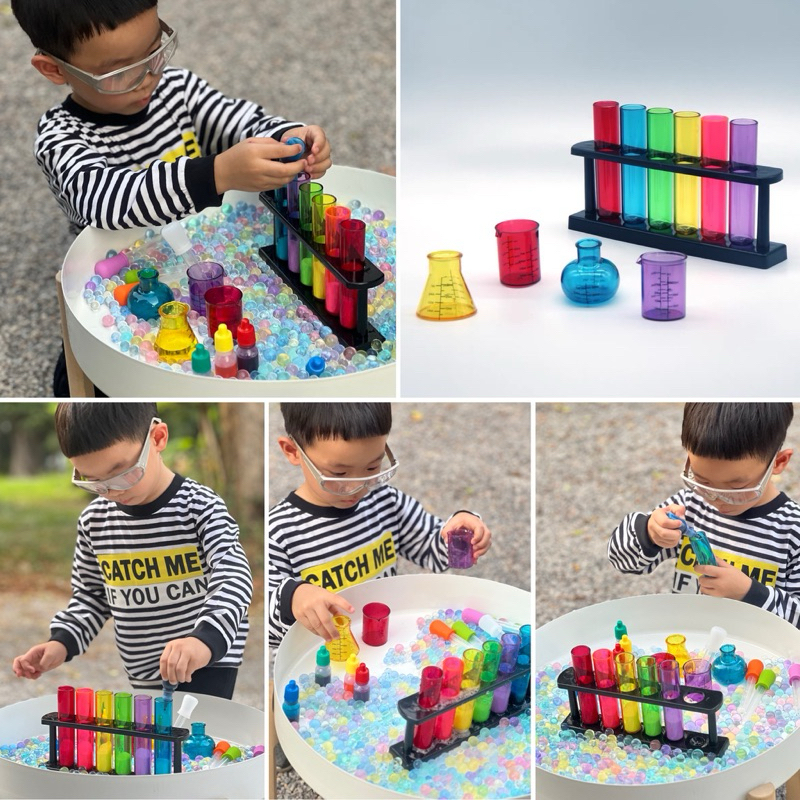 Science test tubes and chemistry beaker shot set for Sensory play ชุดหลอดทดลองวิทยาศาสตร์ (พร้อมส่ง )