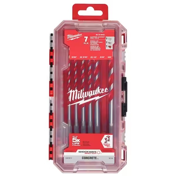 ชุดดอกสว่าน Milwaukee 7pc. SHOCKWAVE™ Carbide Hammer Drill Bit Kit