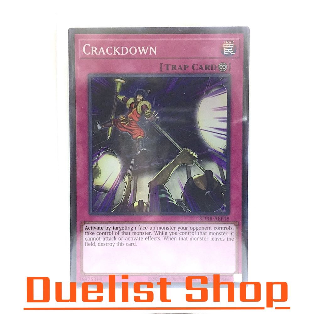 Crackdown (SR) Trap [Continuous] ชุด SDRB-AEP18 การ์ดยูกิโอ (Yu-Gi-Oh!) OCG Asia ENG