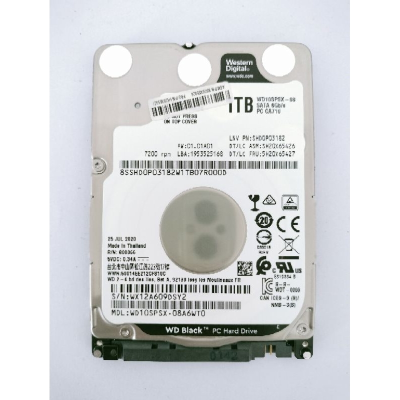 ฮาร์ดดิสก์โน้ตบุ๊ค) 2.5" WD BLACK (WD10SPSX) 7200RPM, SATA3( ลง Windows ผ่าน ไม่ติดสี ไม่มีแบด แถม W