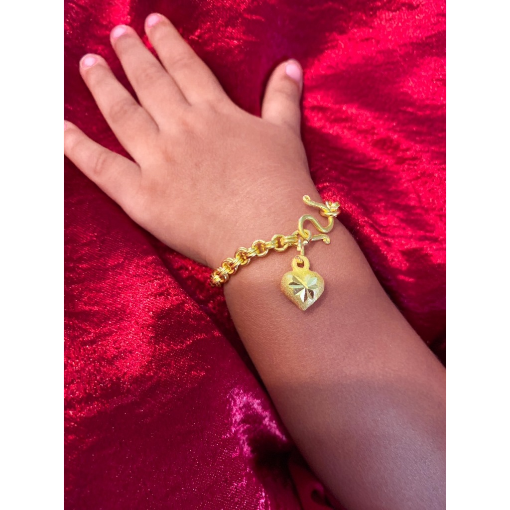 สร้อยข้อมือเด็ก 2 สลึง ลายห่วงคู่ มีไซส์เด็กแรกเกิดถึงเด็กโต ขนาด 2 สลึง