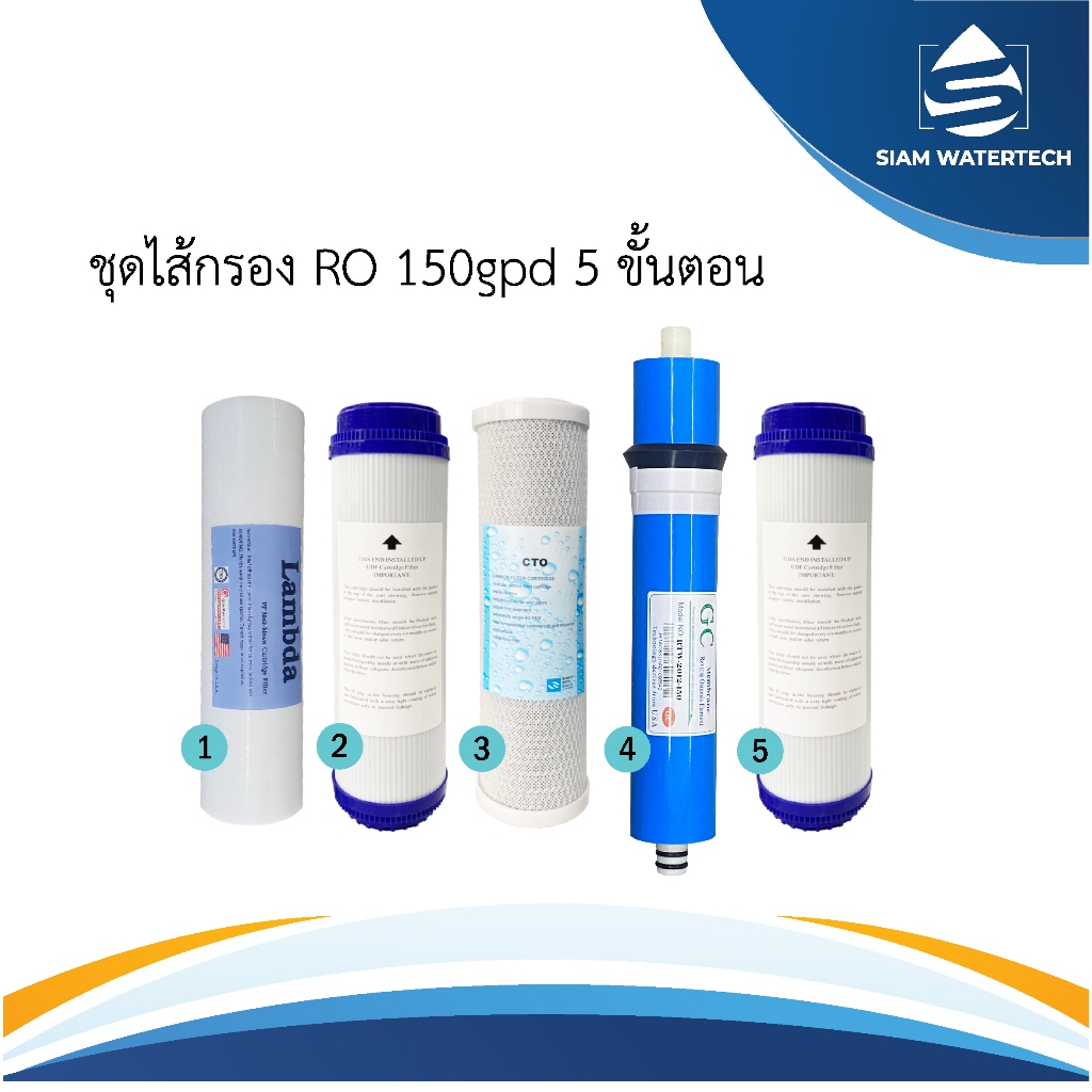 ชุดไส้กรองน้ำ RO 150g 5ขั้นตอนสำหรับเครื่องกรองStarpure2อุณหูมิ
