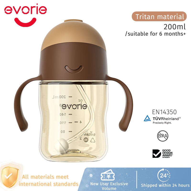 แก้วหัดดื่ม Evorie Tritan Baby Sippy Cup อีโวรี่ ขวดฝึกหัดดื่มสำหรับเด็ก พร้อมส่ง | Bbox Richell Heg