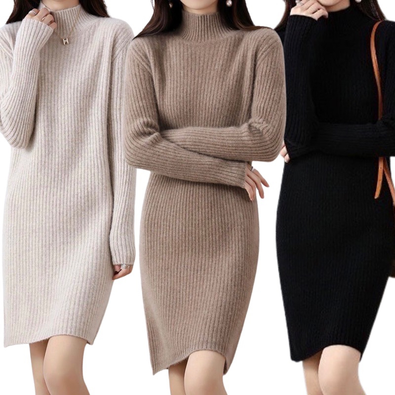 umore.made Tofu wool knit dress เดรสไหมพรมสั้น ผ้านุ่ม อุ่นไม่คัน ทรงสวย