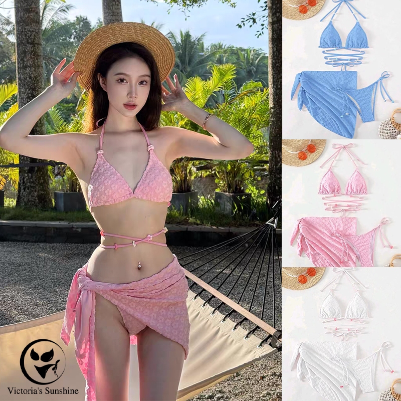 ซื้อ ไลฟ์สดลด50 ชุดว่ายน้ำ bikini บิกินี่ 3 ชิ้น เนื้อผ้าพลัฌ ผ้าว่ายน้ำพรีเมียม#0178