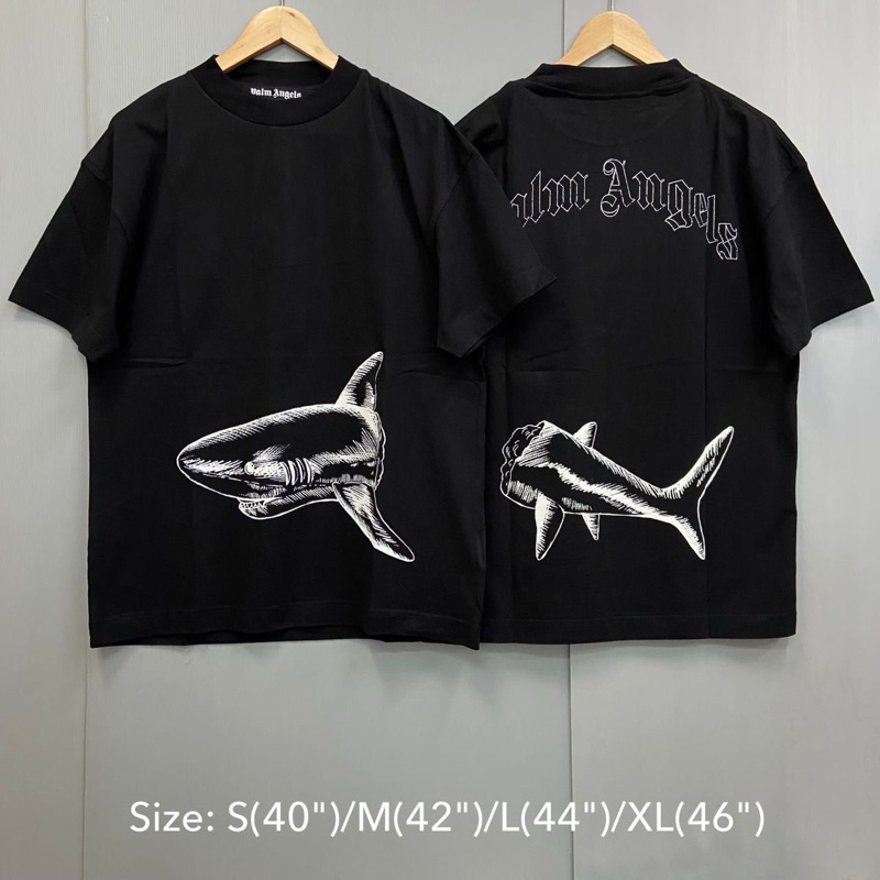 💥ถามstockก่อนกดสั่ง Palm Angels Tee shark t-shirt เสื้อยืด เสื้อ ฉลาม สีดำ ขาว ปาล์ม แองเจิล ของแท้ แบรนด์เนม ผู้ชาย