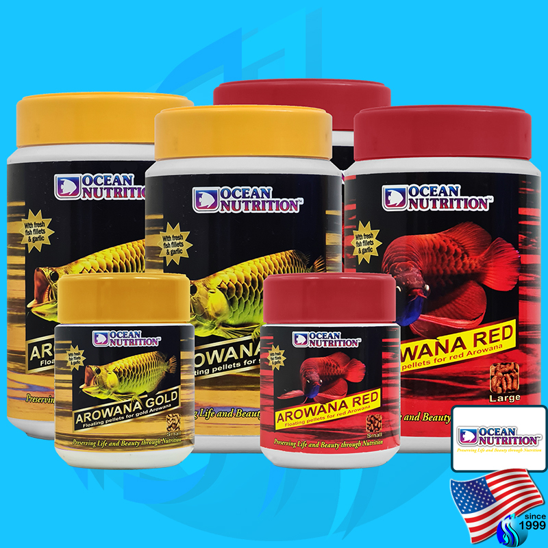 Ocean Nutrition Arowana Gold / Arowana Red S / L 80g 260g 300g อาหารปลาอโรวาน่า ปลามังกร อาหารปลากินเนื้อ oceannutrition