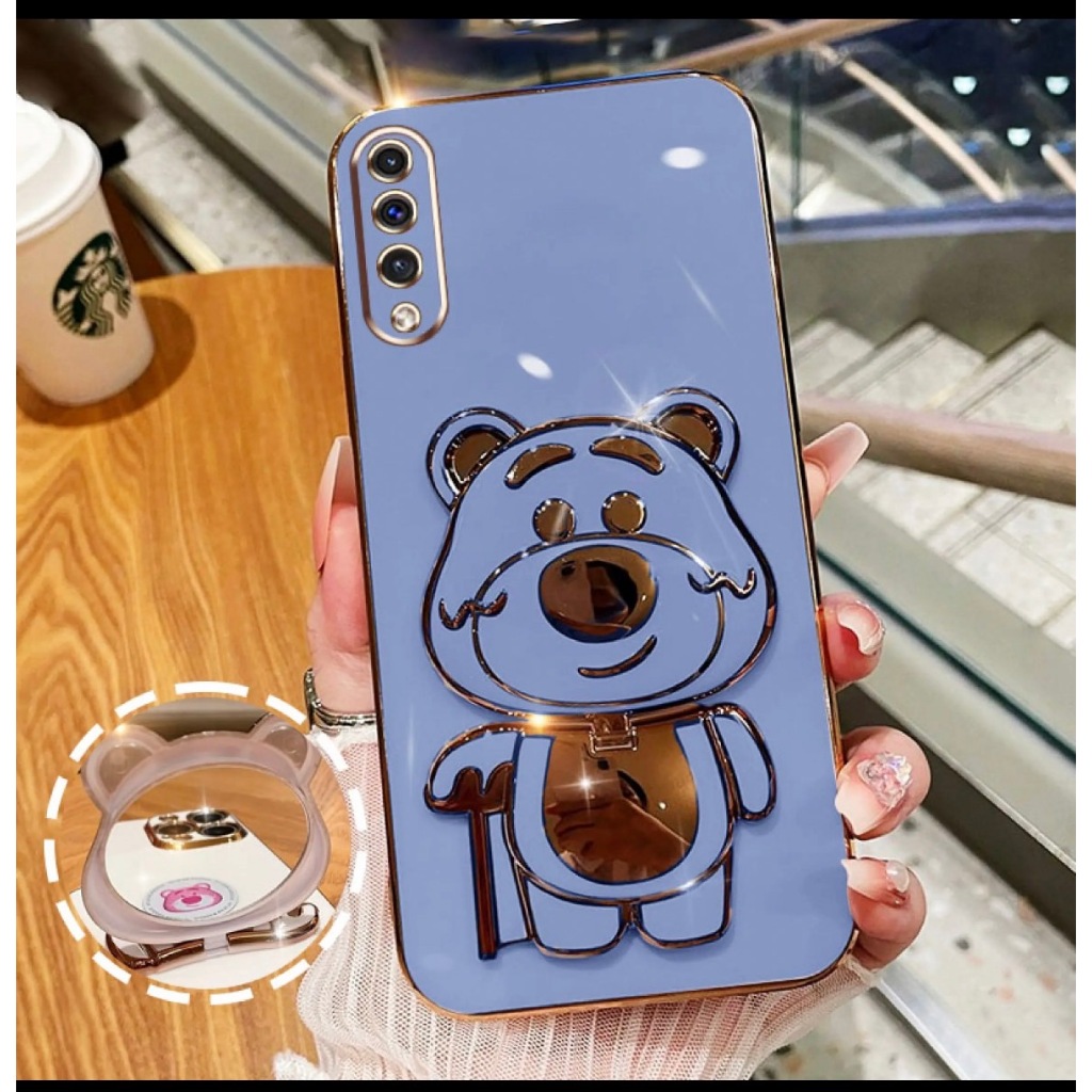 เคส หมีล็อตโซ่ กระจก ตั้งได้ สำหรับ Samsung S24ultra  A02S A03S S25FE S24FE  M55 C55 สินค้าพร้อมจัดส