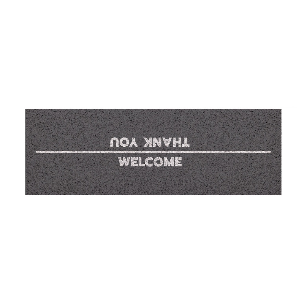 [ MT04-00000114 ] พรมดักฝุ่น พรมเช็ดเท้า ลาย welcome thank you สีเทา ขนาด 40x120 ซม