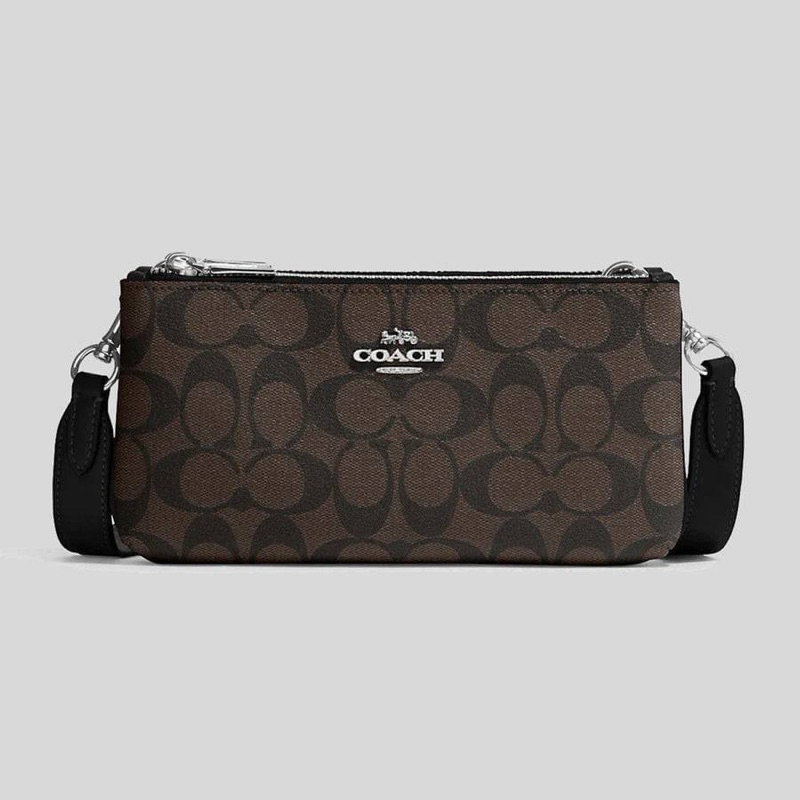 แท้ % Coach CJ790 Double Zip Crossbody Bag