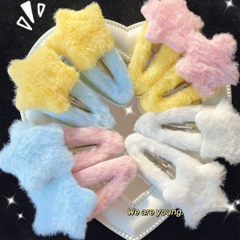 พร้อมส่ง~ กิ๊บติดผม ผ้ากํามะหยี่ขนนิ่ม รูปดาว สไตล์เกาหลี มินิมอล สําหรับผู้หญิง