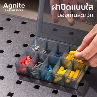 Agnite กล่องเก็บเหยื่อตกปลา กล่องเก็บอุปกรณ์ตกปลา มีตะขอแขวน มีช่องกั้น มีตัวล็อคฝา Fishing Box