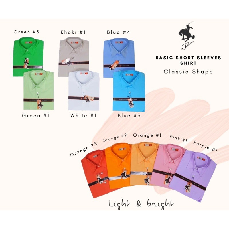Tulio Shirt #เชิ้ตผู้ชายแขนสั้นผ้า cotton100% ทรงclassic(ทรงตรง)สีพื้น กระเป๋า1ใบ ปักโลโก้ม้า
