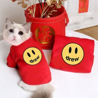 Petcho ชุดแมว ชุดหมา เสื้อกันหนาว ผ้าฟลีซ ลายหน้ายิ้มน่ารัก ให้ความอบอุ่น สําหรับสัตว์เลี้ยง สุนัข แมว