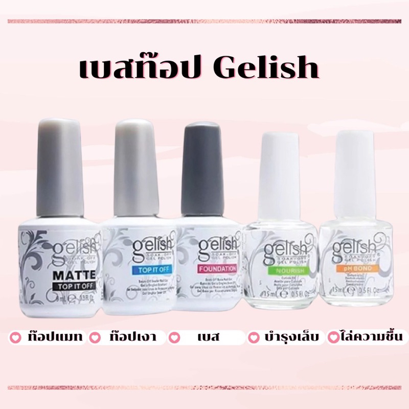 Gelish gel Top coat/Base coat/Strucre gel อบแห้งไม่ต้องเช็ดออก แบรน์ดที่ช่างไว้วางใจ ขนาด 15 ml.  สินค้าพร้อมส่ง