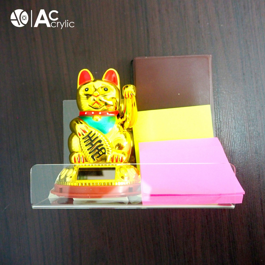 ชั้นอะคริลิคติดผนัง ชั้นวางของ อะคริลิคใส หนา 2 มิล เฉพาะวางของเบาๆเท่านั้น แถมกาว 2 หน้า (L2) - รูปที่ 3