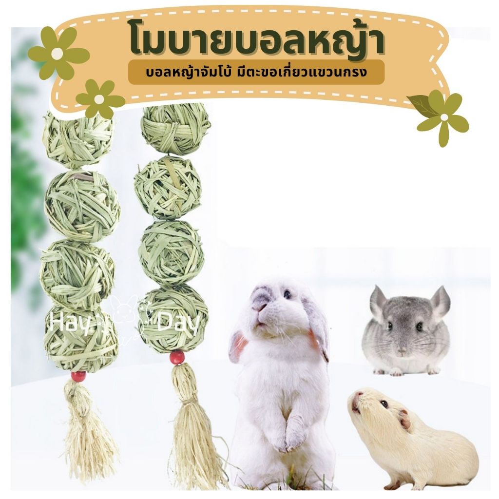 ลูกบอลหญ้า ||โมบายบอลหญ้า|| ของเล่นแขวนกรง ของเล่นลับฟัน โมบายลับฟัน ของเล่นกระต่ายและสัตว์ฟันแทะ