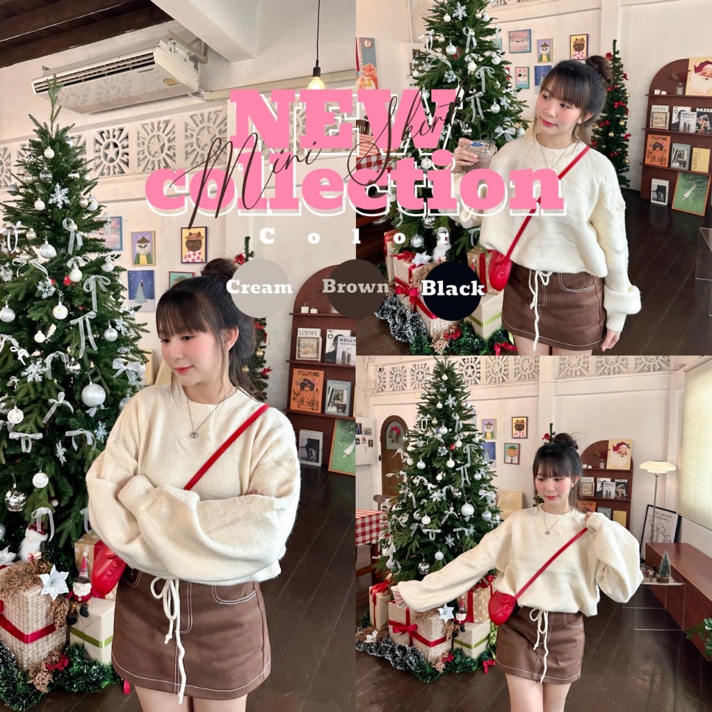 Paradise - กางเกงกระโปรงสั้น Mini skirt - เอวสูง - มีกางเกงซับใน