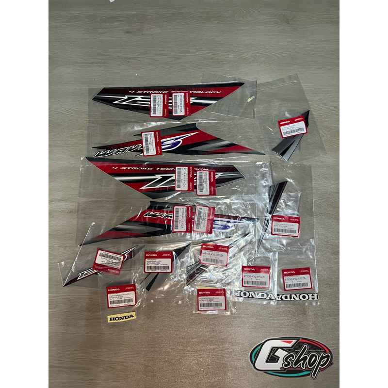 แท้เบิกศูนย์ Honda 100% สติ๊กเกอร์ Wave125S ไฟเลี้ยวบังลม สีดำทั้งชุด รับประกันสินค้า