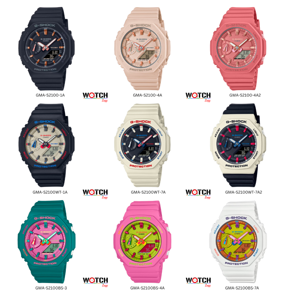 นาฬิกา Casio G-Shock Mini นาฬิกาข้อมือผู้หญิง สายเรซิ่น รุ่น GMA-S2100 GMA-S2100WT GMA-S2100BS GA-21