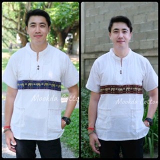 😎😎เสื้อคอจีนคาดอกแต่งลายช้าง ด้นมือ ผ้า 100 เส้นเนื้อนุ่ม😎😎