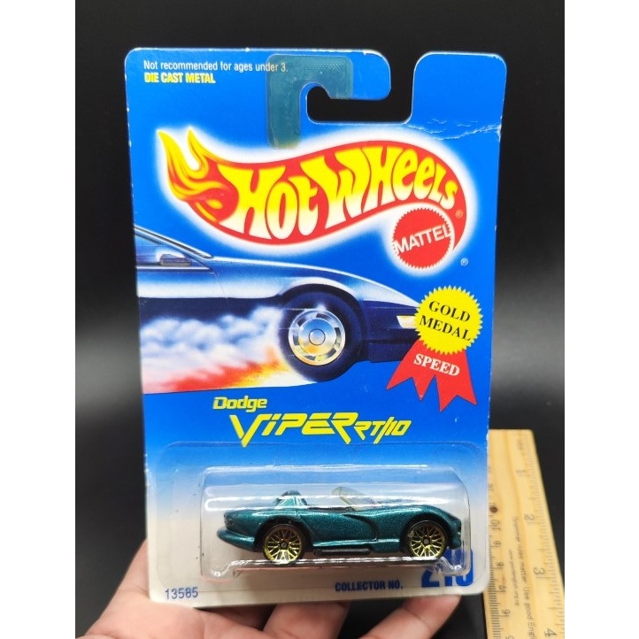 1992 Mattel Hot Wheels Dodge Viper RT/10 Collector #210 Gold Lace Wheels รถเหล็ก รถของเล่นเก่า